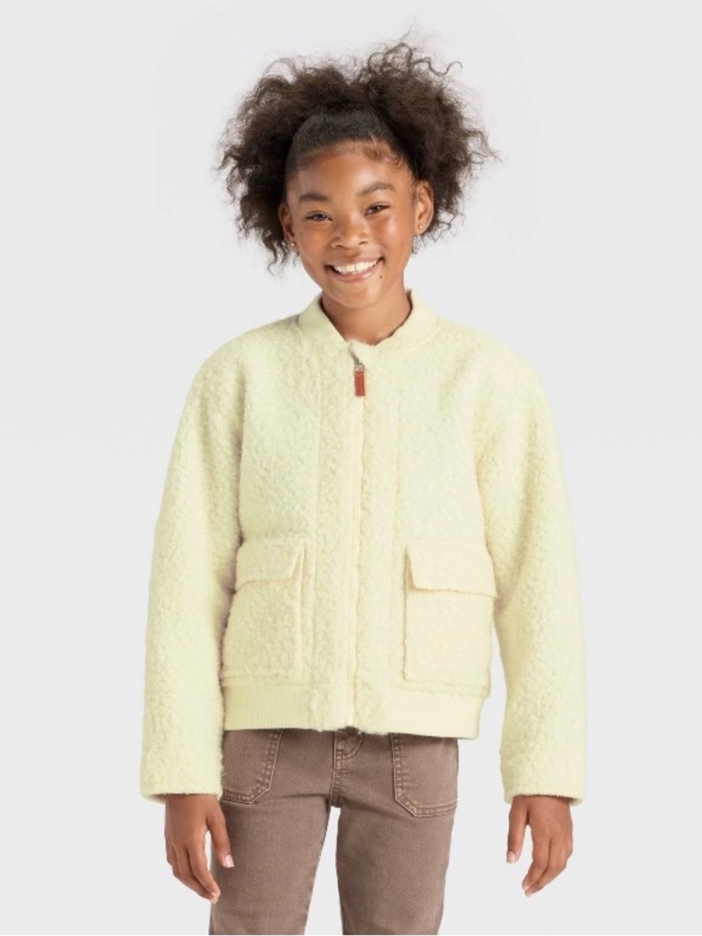 Cat & Jack Cream Sherpa Bomber Jacket